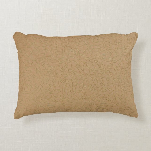 Gold Wheat Embossed Leaf Vines Decorative Cushion (Front)