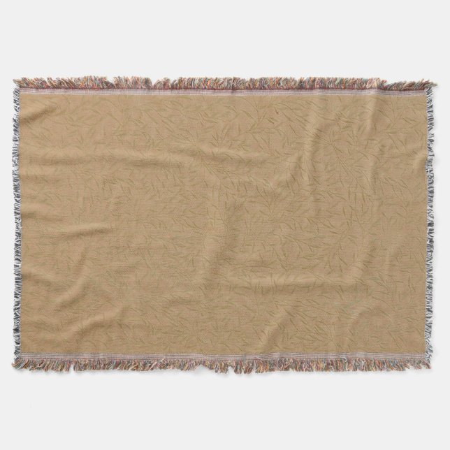 Gold Wheat Embossed Leaf Vines Throw Blanket (Front)