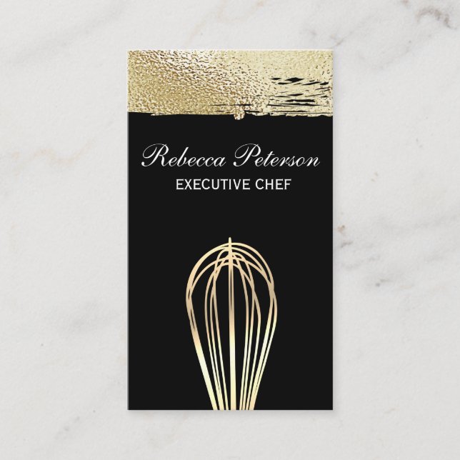 Gold Whisk and Golden Foil Brushed Business Card (Front)