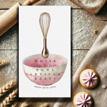 Gold Whisk Pink Baker Bakery Chef Caterer