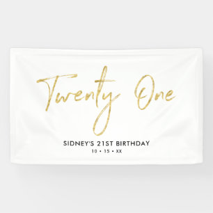 Gold & White   21st Birthday Party Banner