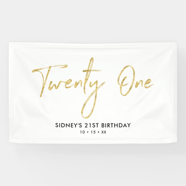 Gold & White | 21st Birthday Party Banner (Horizontal)