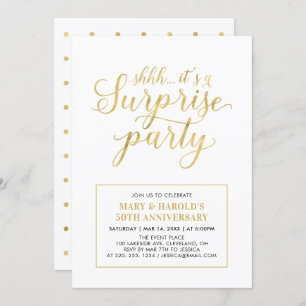 Gold & White   50th Surprise Wedding Anniversary Invitation