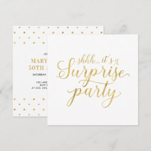 Gold & White   50th Surprise Wedding Anniversary Invitation