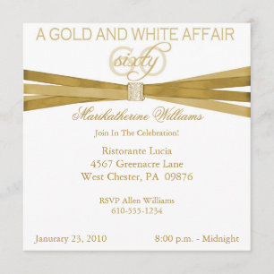 Gold & White 60th Birthday Party Invitations