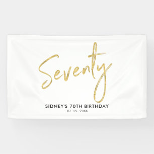 Gold & White 70th Birthday Party Welcome Banner