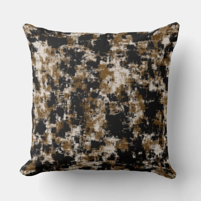 Gold White and Black abstract Cushion (Front)