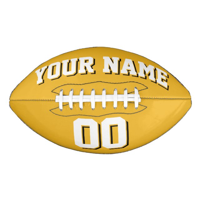 GOLD WHITE AND BLACK Custom Football (Front)