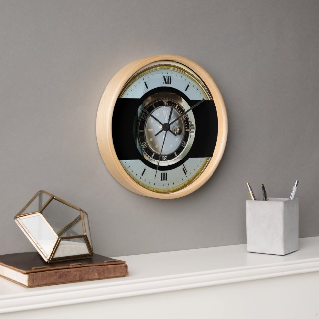 gold white and black modern clock (Office)