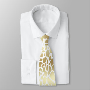GOLD WHITE ANIMAL GRADIENT LEOPARD MENS TIE