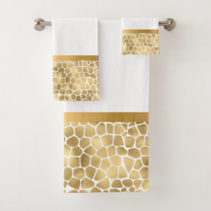 GOLD WHITE ANIMAL PEBBLE BATHROOM SET