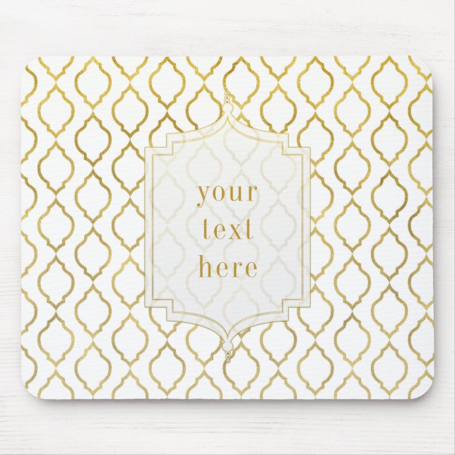 Gold & White Arabian Moroccan Glam Elegant Mouse Pad (Front)
