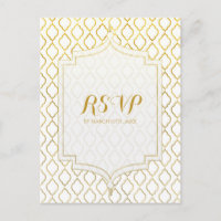 Gold & White Arabian Moroccan Glam Wedding RSVP