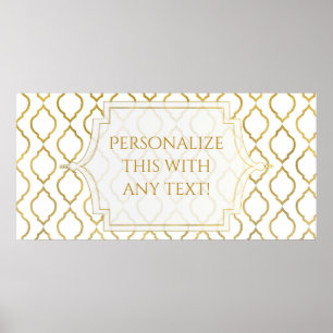 Gold & White Arabian Moroccan Theme Wedding Party Poster