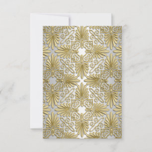 Gold White Art Deco Damask RSVP 2