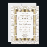 Gold White Art Deco Gatsby 20s Style Wedding Invitation<br><div class="desc">Glamourous,  Romantic Art Deco Great Gatsby style design. It features Art Deco style,  faux gold foil angular shape,  ornaments,  gorgeous vintage fonts,  on a white gold Art Deco background. Use Customise tool to add your info. For matching items,  please,  visit my Angular Art Style Collection</div>