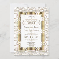 Gold White Art Deco Gatsby 20s Style Wedding