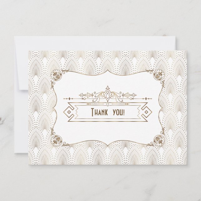 Gold White Art Deco Great Gatsby 1920s Thank You (Front)