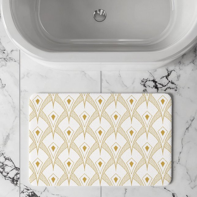 Gold & white art-deco seamless pattern 3 bath mat (Creator Uploaded)