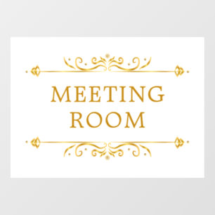 Gold White Base Minimal Door Sign Window Cling