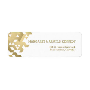 Gold & White Birthday Address Geometric Pattern Return Address Label