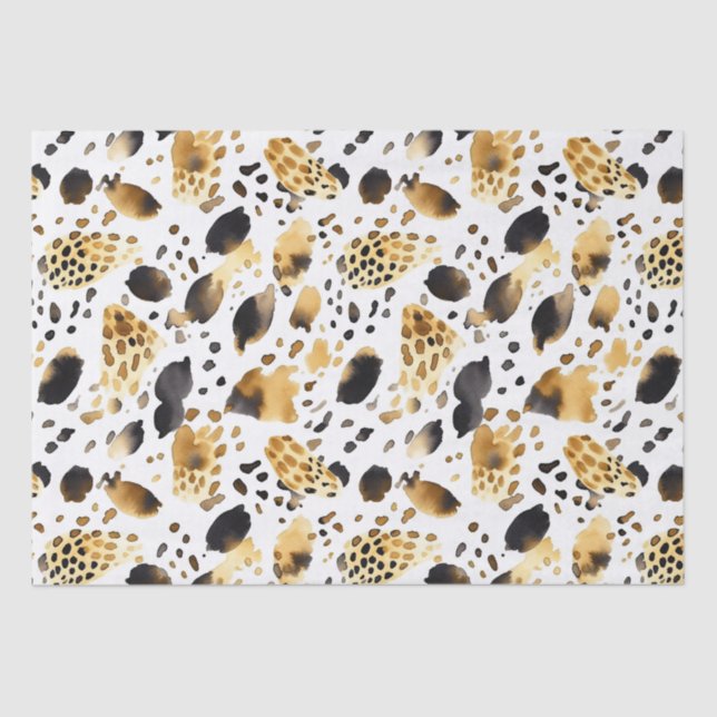 Gold White Black Leopard Abstract Tissue Paper (Front)
