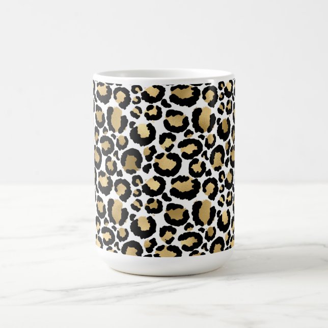 Gold, white & black leopard print Coffee Mug (Center)