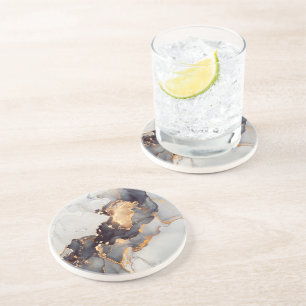 Gold White Black Marble Coaster