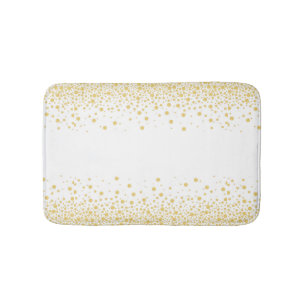 Gold & White Bokeh circles dots Bath Mat