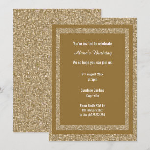 Gold White Bronze Modern Birthday Custom Print Invitation