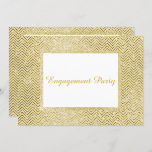 GOLD WHITE CHEVRON GLITTER ENGAGEMENT PARTY INVITATION