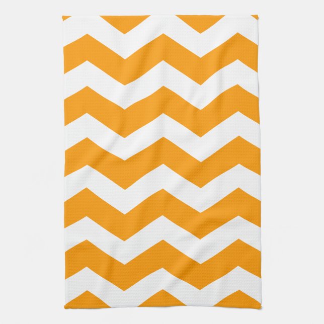Gold & White Chevron Tea Towel (Vertical)