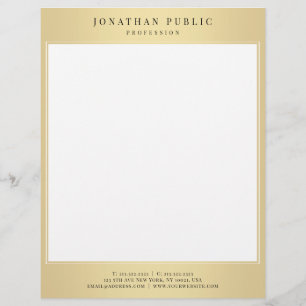 Gold White Chic Glamourous Template Modern Design Custom Letterhead