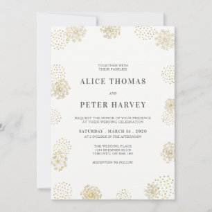 Gold & White   Chic Modern Wedding Ceremony Invitation