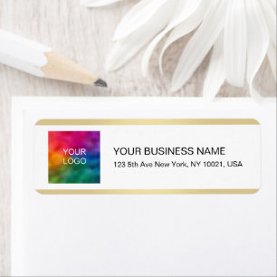 Gold White Chic Typography Upload Your Logo Return Address Label