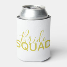 Gold White Chic Wedding Can Cooler