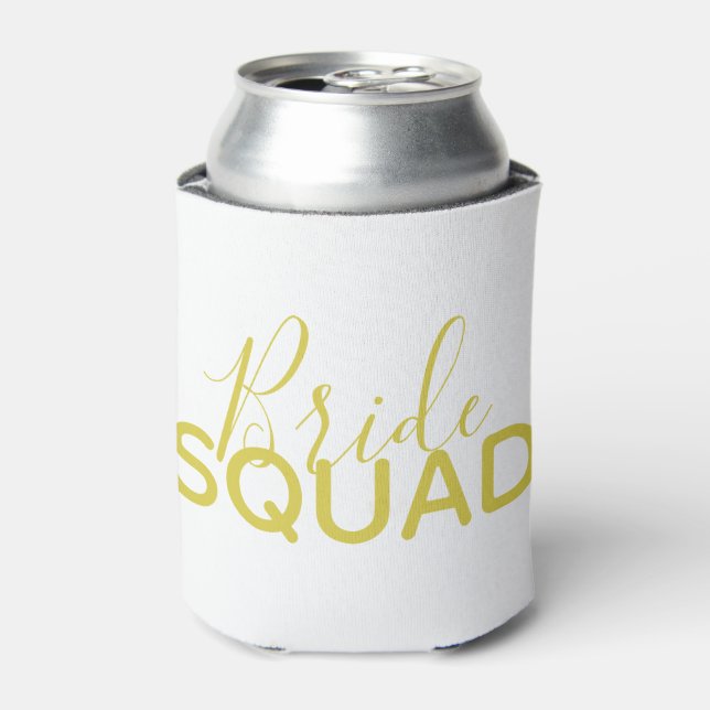 Gold White Chic Wedding Can Cooler (Can Front)