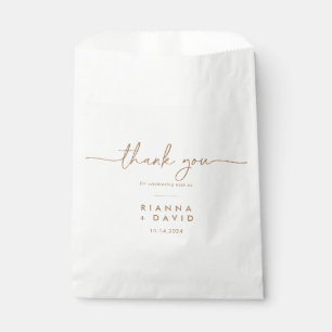 Gold White Classic Thank You Wedding Favour Bag