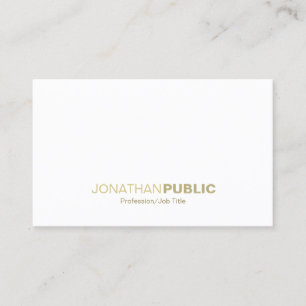 Gold White Clean Plain Modern Elegant Design Business Card
