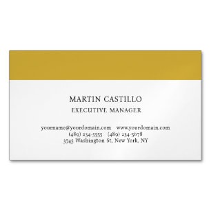 Gold White Color Modern Professional Serif Font Magnetic Business Card