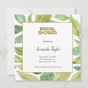 Gold White Colour Floral Minimalist Bridal Shower Invitation