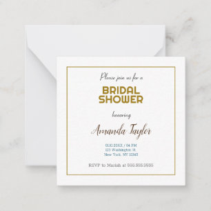 Gold White Colour Minimalist Bridal Shower Card