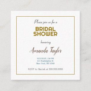Gold White Colour Minimalist Bridal Shower Enclosure Card