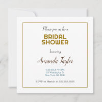 Gold White Colour Minimalist Bridal Shower