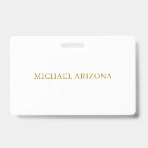 Gold & White Colour Minimalist Simple Plain Modern ID Badge