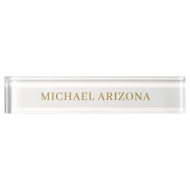 Gold & White Colour Minimalist Simple Plain Modern Nameplate (Front)