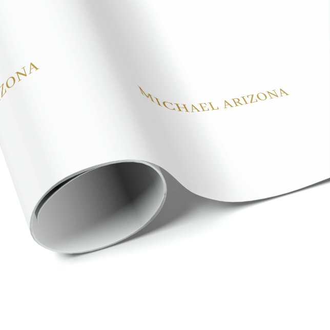 Gold & White Colour Minimalist Simple Plain Modern Wrapping Paper (Roll Corner)