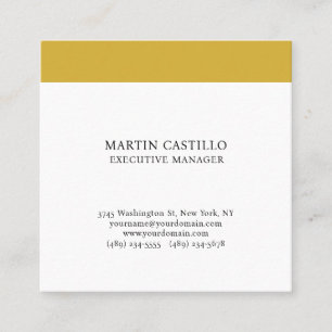 Gold White Colour Modern Professional Serif Font Square Business Card