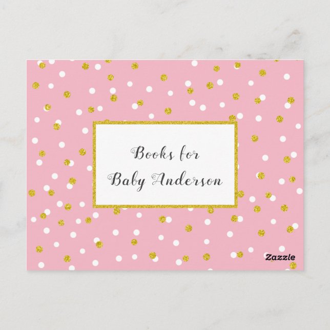 Gold White Confetti Books for Baby + custom colour Postcard (Back)