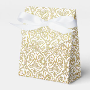 Gold & White Damask Pattern Favour Box